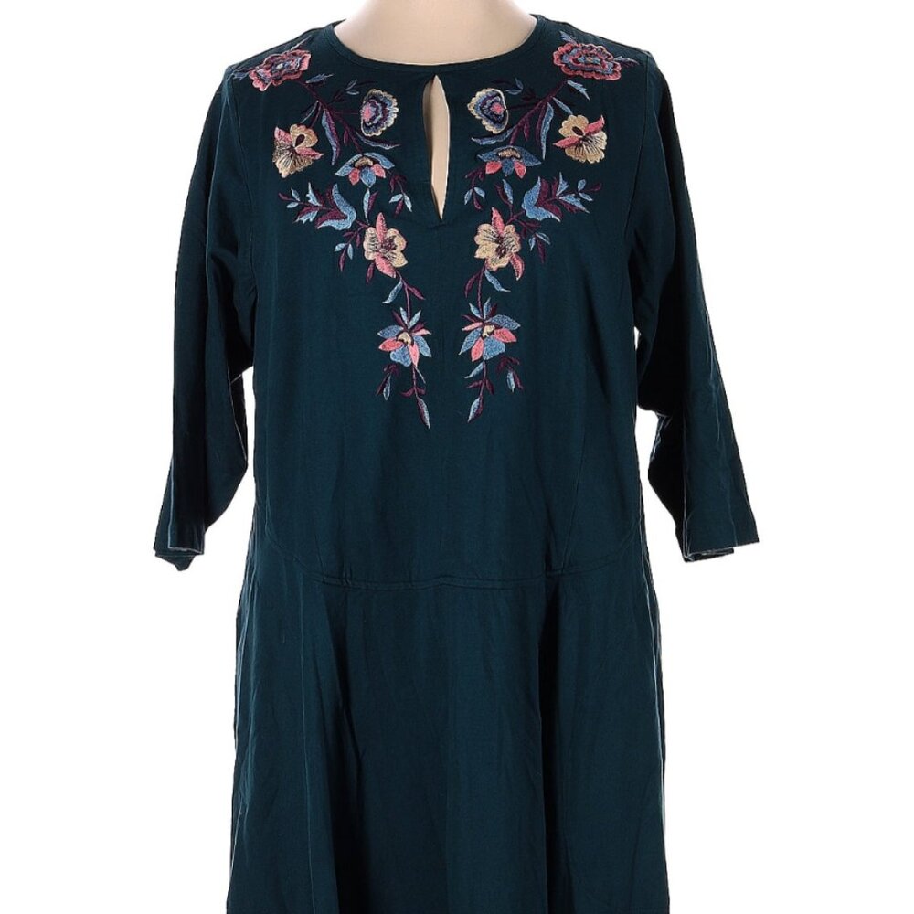 Eshakti Womens Unique Hand Made Floral Embroidered Pocketed Drop Waist Dress 🌷 - Picture 3 of 16